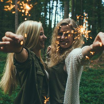 Happy Women with Sparklers